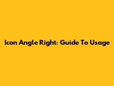 Icon Angle Right: Guide To Usage