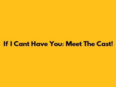 If I Can't Have You: Meet The Cast!