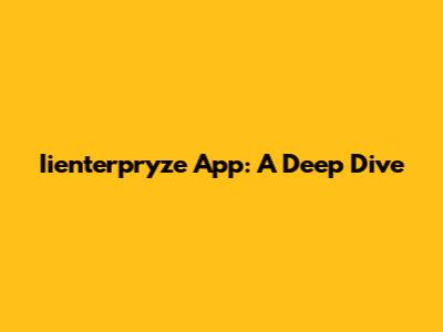 Iienterpryze App: A Deep Dive