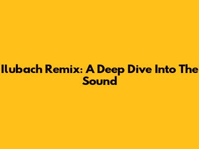 Ilubach Remix: A Deep Dive Into The Sound