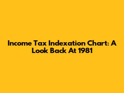 Income Tax Indexation Chart: A Look Back At 1981