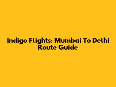 Indigo Flights: Mumbai To Delhi Route Guide