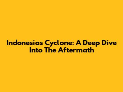 Indonesia's Cyclone: A Deep Dive Into The Aftermath