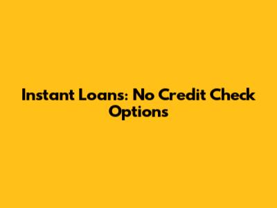 Instant Loans: No Credit Check Options