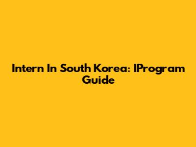 Intern In South Korea: IProgram Guide