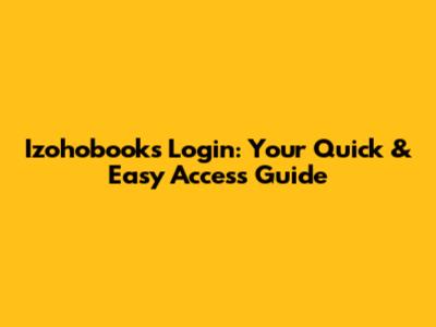 Izohobooks Login: Your Quick & Easy Access Guide