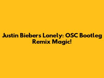 Justin Bieber's Lonely: OSC Bootleg Remix Magic!