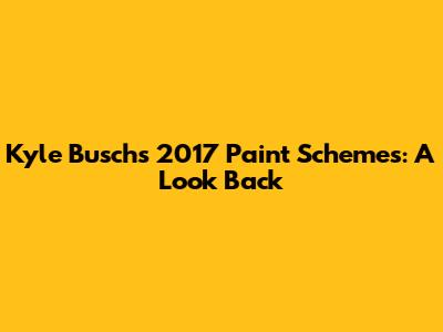 Kyle Busch's 2017 Paint Schemes: A Look Back