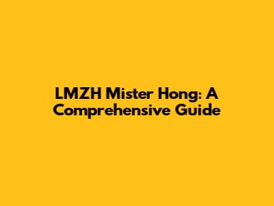 LMZH Mister Hong: A Comprehensive Guide