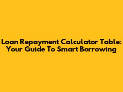 Loan Repayment Calculator Table: Your Guide To Smart Borrowing