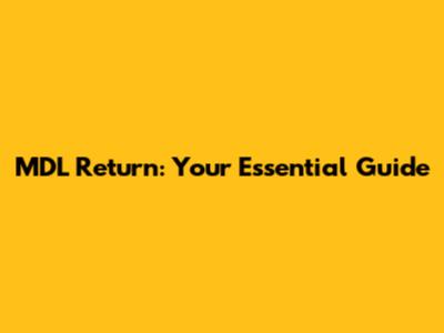 MDL Return: Your Essential Guide