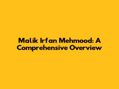 Malik Irfan Mehmood: A Comprehensive Overview