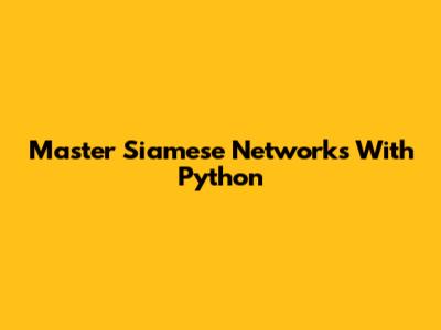 Master Siamese Networks With Python