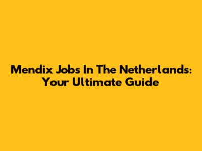 Mendix Jobs In The Netherlands: Your Ultimate Guide