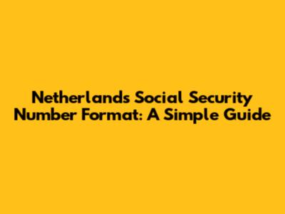 Netherlands Social Security Number Format: A Simple Guide