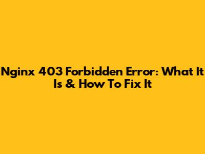 Nginx 403 Forbidden Error: What It Is & How To Fix It
