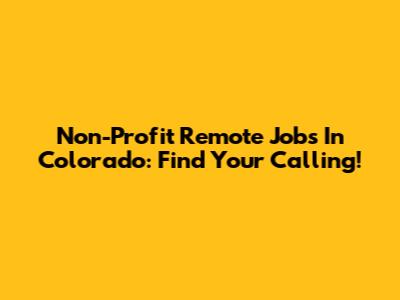 Non-Profit Remote Jobs In Colorado: Find Your Calling!
