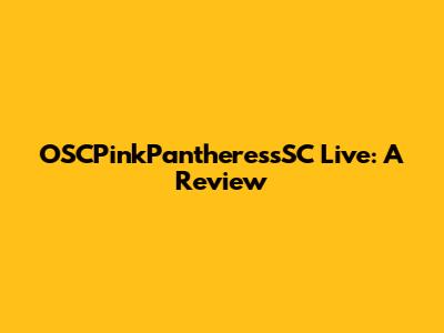 OSCPinkPantheressSC Live: A Review