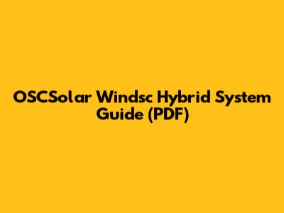 OSCSolar Windsc Hybrid System Guide (PDF)