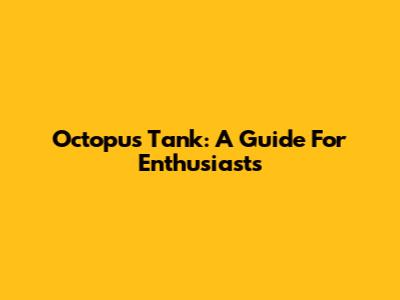 Octopus Tank: A Guide For Enthusiasts