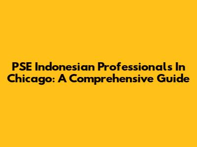 PSE Indonesian Professionals In Chicago: A Comprehensive Guide