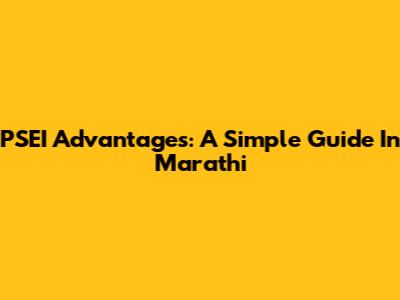 PSEI Advantages: A Simple Guide In Marathi