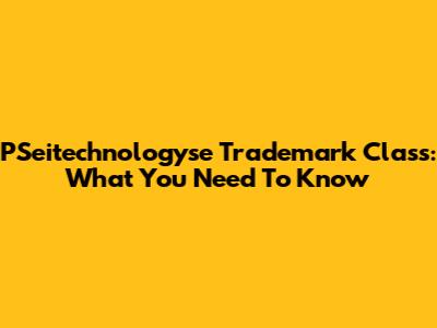 PSeitechnologyse Trademark Class: What You Need To Know