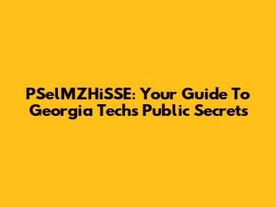 PSelMZHiSSE: Your Guide To Georgia Tech's Public Secrets