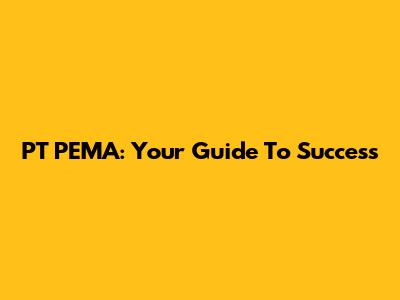 PT PEMA: Your Guide To Success
