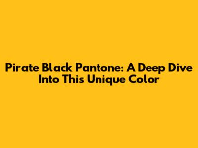 Pirate Black Pantone: A Deep Dive Into This Unique Color