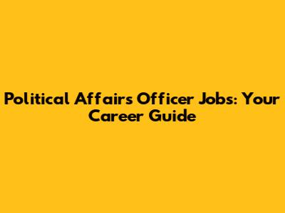 Political Affairs Officer Jobs: Your Career Guide