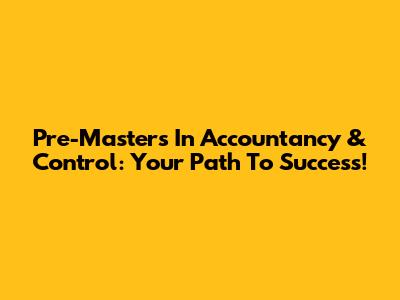 Pre-Master's In Accountancy & Control: Your Path To Success!