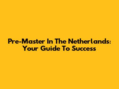 Pre-Master In The Netherlands: Your Guide To Success