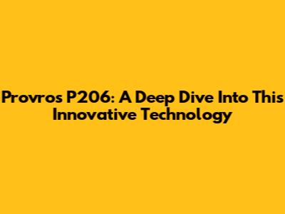 Provros P206: A Deep Dive Into This Innovative Technology