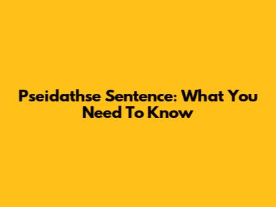 Pseidathse Sentence: What You Need To Know