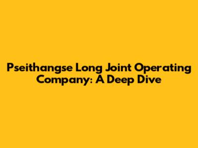 Pseithangse Long Joint Operating Company: A Deep Dive