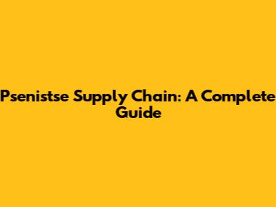 Psenistse Supply Chain: A Complete Guide
