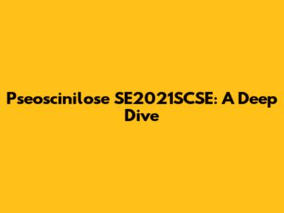 Pseoscinilose SE2021SCSE: A Deep Dive