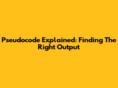 Pseudocode Explained: Finding The Right Output