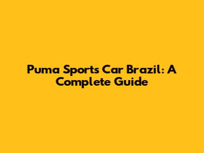 Puma Sports Car Brazil: A Complete Guide