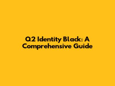 Q2 Identity Black: A Comprehensive Guide