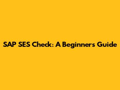 SAP SES Check: A Beginner's Guide