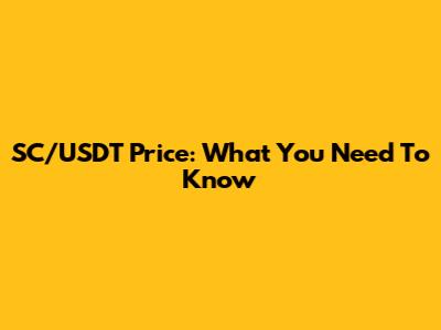 SC/USDT Price: What You Need To Know