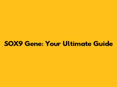 SOX9 Gene: Your Ultimate Guide