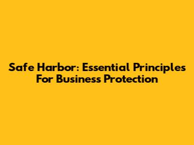 Safe Harbor: Essential Principles For Business Protection