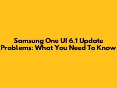 Samsung One UI 6.1 Update Problems: What You Need To Know