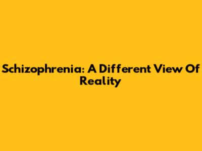 Schizophrenia: A Different View Of Reality