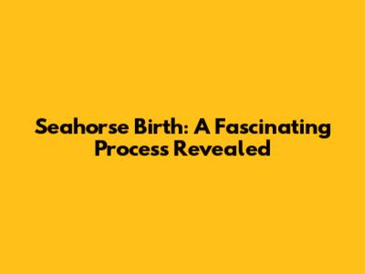 Seahorse Birth: A Fascinating Process Revealed