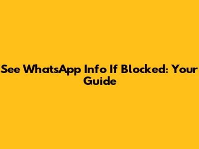 See WhatsApp Info If Blocked: Your Guide