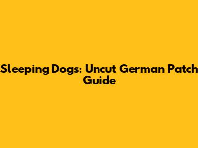 Sleeping Dogs: Uncut German Patch Guide